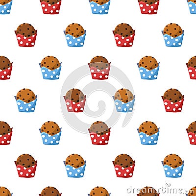 Mouthwatering Fresh Muffin Medley Vector Pattern Vector Illustration