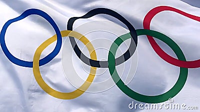 Mouvement lent de flottement de drapeau olympique Mouvement lent de flottement de drapeau olympique
