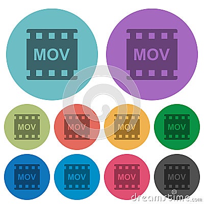 MOV movie format color darker flat icons Stock Photo