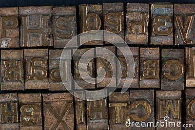 movable type alphabet set Stock Photo