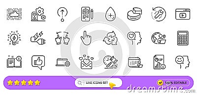 Move gesture, Cursor and Romantic talk line icons for web app. Pictogram icon. Line icons. Vector Vector Illustration