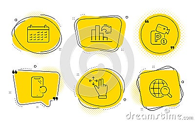 Decreasing graph, Smartphone recovery and Calendar icons set. Vector Vector Illustration