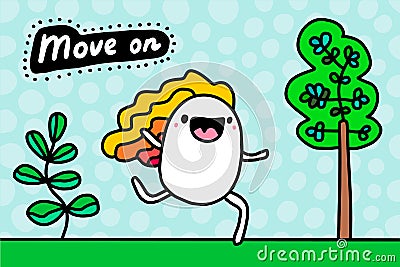 Move on hand drawn vector illustration in cartoon doodle style woman running active Cartoon Illustration