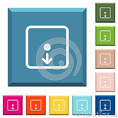 Move object down white icons on edged square buttons Stock Photo