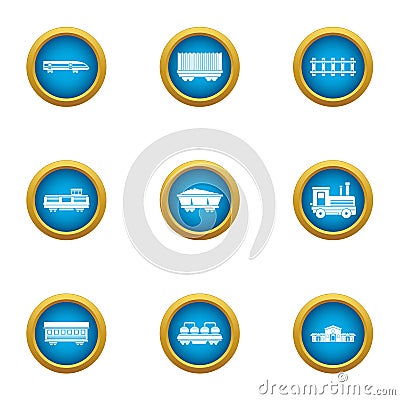 Move the train icons set, flat style Vector Illustration