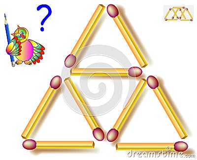 Move two matchsticks to make eight triangles. Logic puzzle game. Vector Illustration