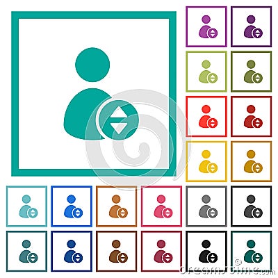 Move user account flat color icons with quadrant frames Stock Photo