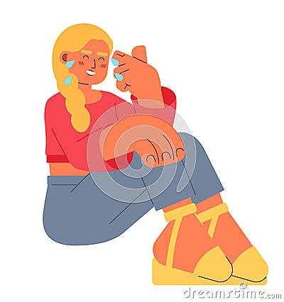 Moved to tears young adult caucasian woman 2D cartoon character Cartoon Illustration