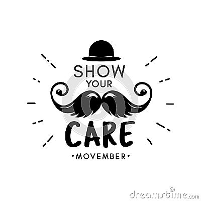 Movember Moustache season vector mustache lettering cancer Vector Illustration