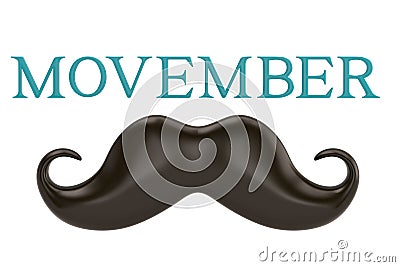 Movember with mustache isolated on white background 3D illustration. Cartoon Illustration