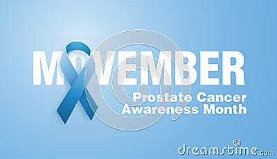Movember, raise awareness of men`s health issues. like prostate cancer Vector Background with text, ribbon and moustache. Vector Illustration