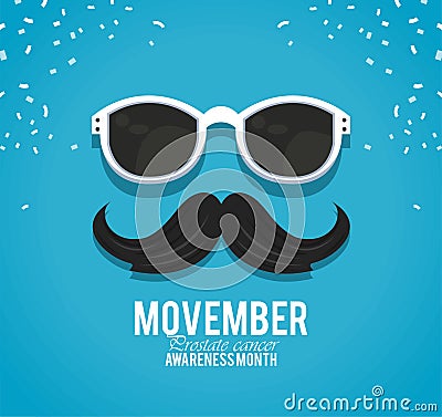 movember sunglasses and mustache Stock Photo