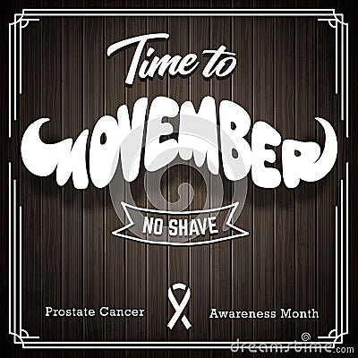 Movember Vintage Design on Wooden Background Vector Illustration