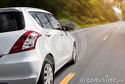 Movement car speed on the road rural view background Stock Photo