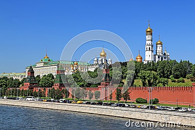 The movement of cars on the Kremlin Embankment Stock Photo