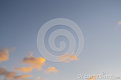 Movement of clouds in sky. Landscape movement large pink red clouds Stock Photo