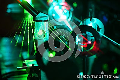 Movement of microparticles by beams of laser Stock Photo