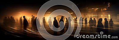 movement of people in a crowded space, creating ghostly figures with long exposures. Generative AI Stock Photo