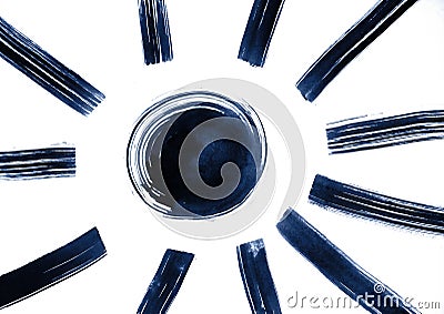 Movement of straight lines to the center from the edges of the format or vice versa, depth of perception, abstract graphics, Stock Photo