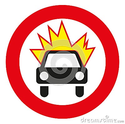 The movement of vehicles carrying explosive and flammable goods is prohibited Vector Illustration