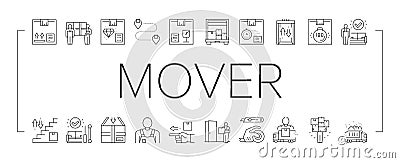 Mover Express Service Collection Icons Set Vector . Vector Illustration