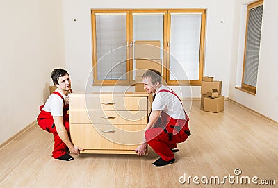 Movers in new house Stock Photo