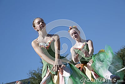 Moves of the two teens ballet dancers are graceful Editorial Stock Photo