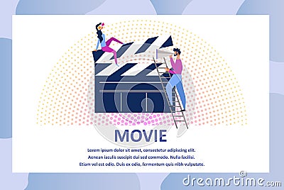 Movie Action and Film Production, Clapperboard Vector Illustration