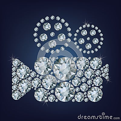 Movie camera icon made up a lot of diamonds Vector Illustration