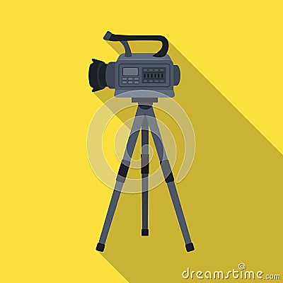 Movie camera on a tripod. Making a movie single icon in flat style vector symbol stock illustration web. Vector Illustration