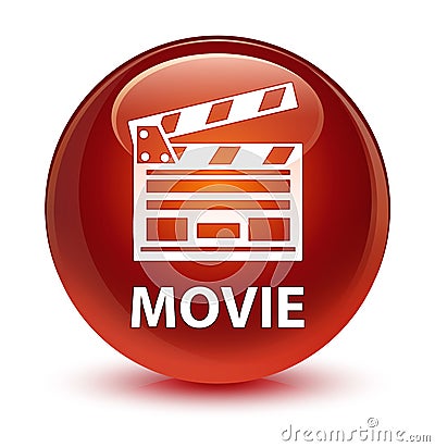 Movie (cinema clip icon) glassy brown round button Cartoon Illustration