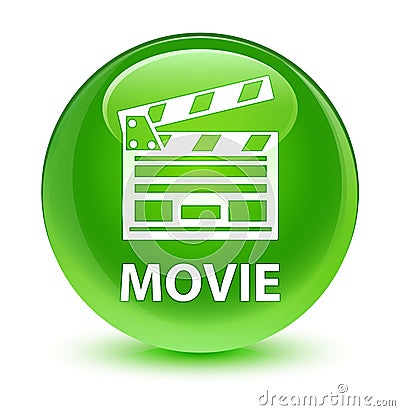 Movie (cinema clip icon) glassy green round button Cartoon Illustration