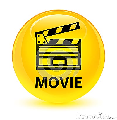 Movie (cinema clip icon) glassy yellow round button Cartoon Illustration