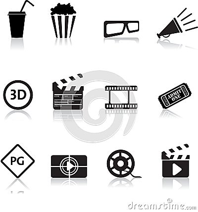 Movie and cinema icon set Vector Illustration