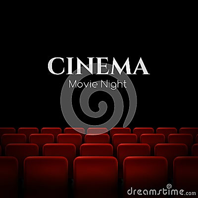 Movie cinema premiere poster design with red seats. Vector background. Vector Illustration