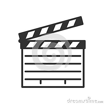 Movie Clapboard Outline Flat Icon on White Vector Illustration