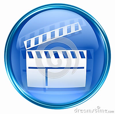 Movie clapper board icon blue Stock Photo