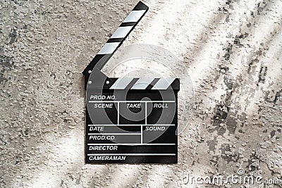 movie clapper clapboard on a grey background Stock Photo