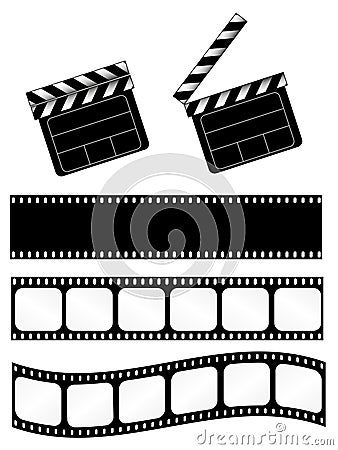 Movie clapper with film strips Vector Illustration