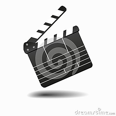 Movie clapperboard or film clapper isolated on white illustration. Clapperboard for video clip, board clap for Cartoon Illustration