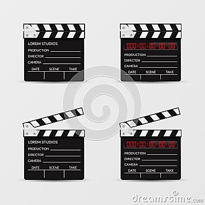 Movie clapperboard vector set Vector Illustration