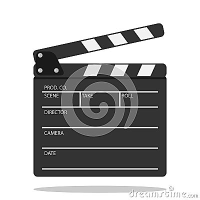 Movie clappers open and close isolated on white background. Clapper board icon. Old historic open striped start show flick take Stock Photo