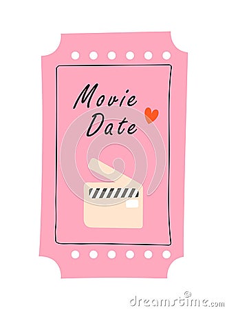 Movie date coupon Vector Illustration