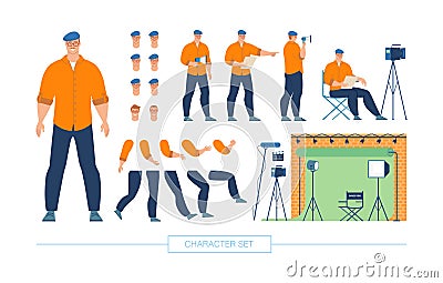 Movie Director Character Constructor Vector Set Vector Illustration