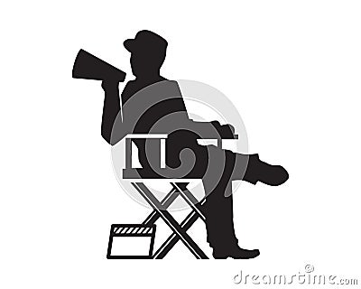 Movie Director Illustration with Silhouette Style Vector Illustration