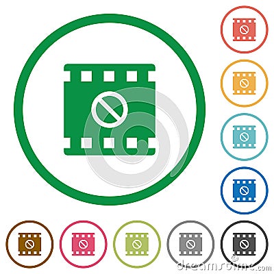 Movie disabled flat icons with outlines Stock Photo