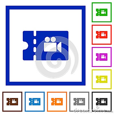 Movie discount coupon flat framed icons Stock Photo