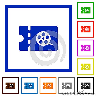 Movie discount coupon flat framed icons Stock Photo