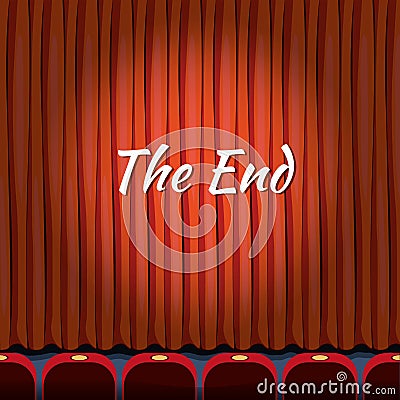Movie ending screen vector concept background in cartoon style Vector Illustration