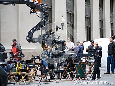 Movie Film Crew on location RIPD movie Editorial Stock Photo